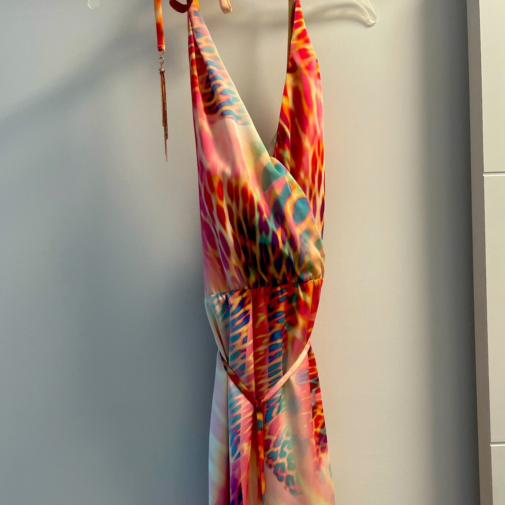Marciano Multicolor Pink Orange Blue Print Maxi Dress